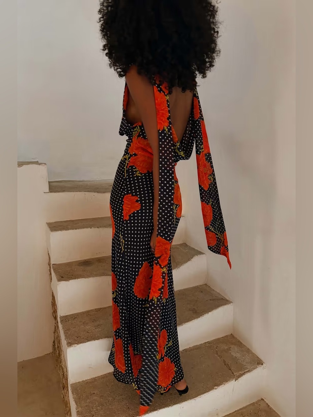 new Never Fully Dressed black poppy sophie dress in black red orange floral - Picture 4 of 11